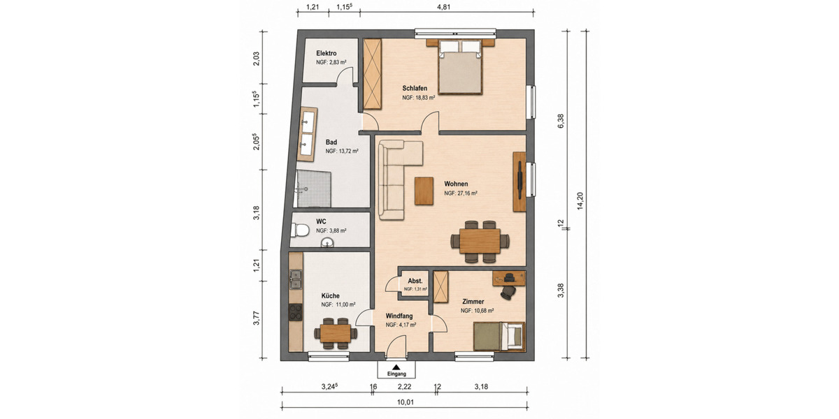 Etagenwohnung Kordel - 3 Zimmer, 92 m&sup2;, 775&euro; | Angebot:26908915