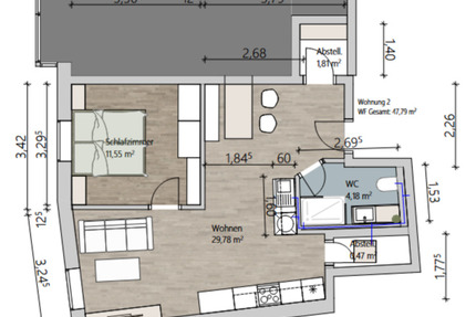 Moderne 2-Zimmer-Wohnung (48 m²) in Furth im Wald – Einbauküche 2 zimmer