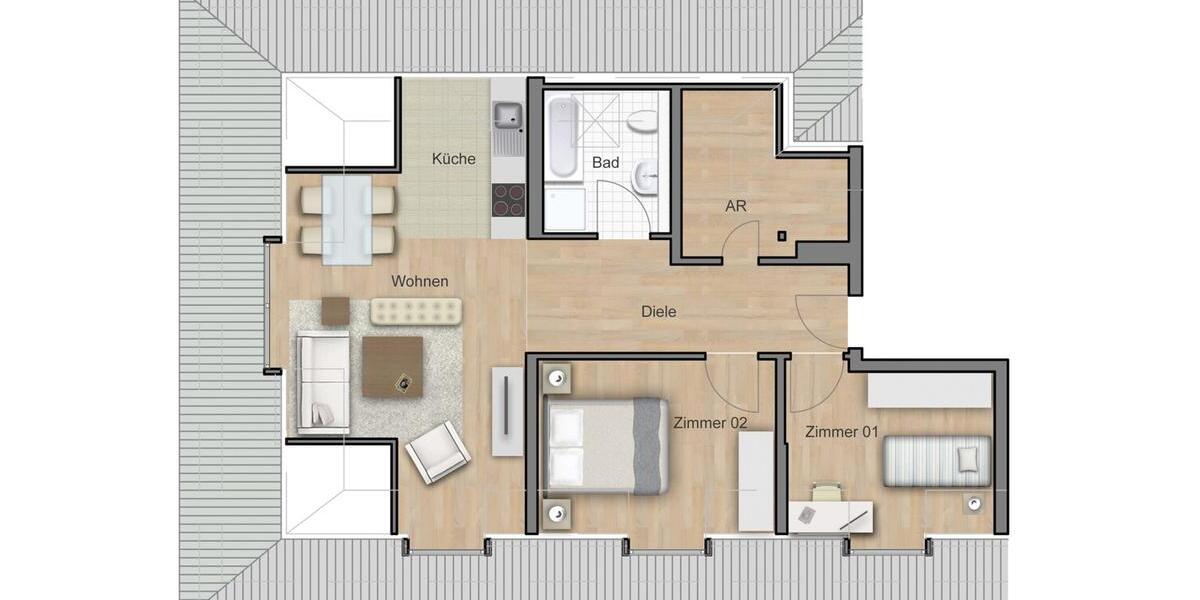Dachgeschoßwohnung Bad Kreuznach Bad Münster am Stein-Ebernburg - 3 Zimmer, 80 m&sup2;, 750&euro; | Angebot:26560329