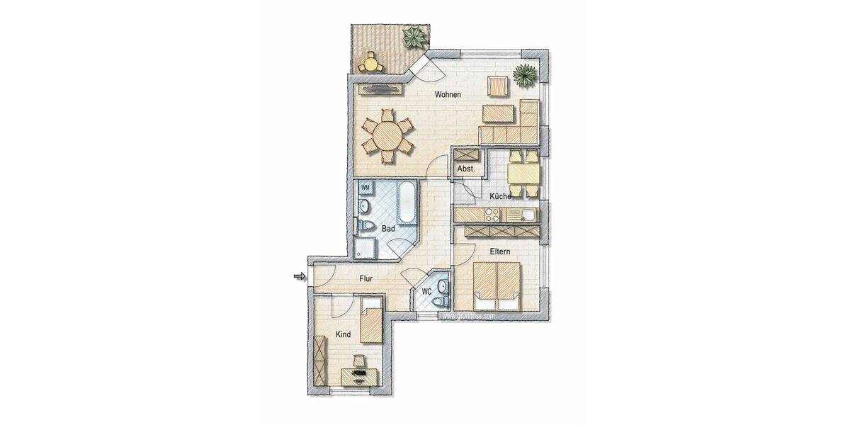 Etagenwohnung Wildeshausen - 3 Zimmer, 83 m&sup2;, 235.000&euro; | Angebot:26805823
