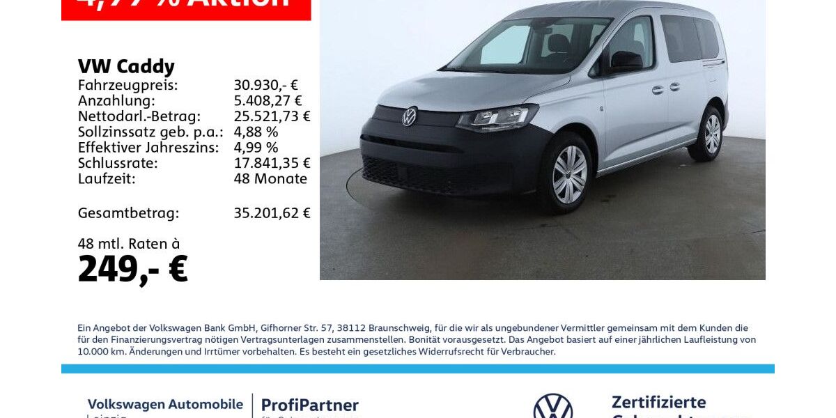 VW Caddy 14.651 km 30.930 &euro; Leipzig 04178