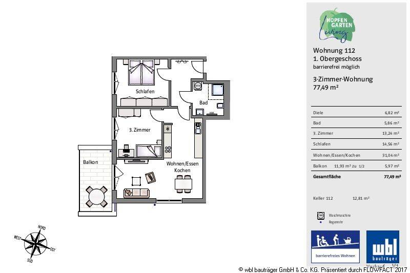 Etagenwohnung Landsberg am Lech Landsberg - 3 Zimmer, 77 m&sup2;, 595.900&euro; | Angebot:26817132
