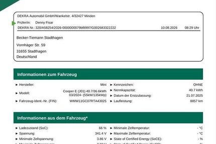 Mini Cooper E 8.982 km 31.908 &euro; Stadthagen 31655