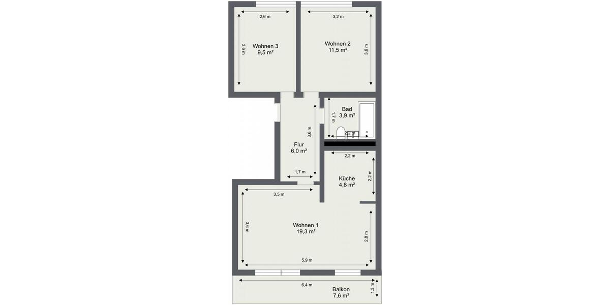 Etagenwohnung Schwedt (Oder) - 3 Zimmer, 59 m&sup2;, 356&euro; | Angebot:25474197