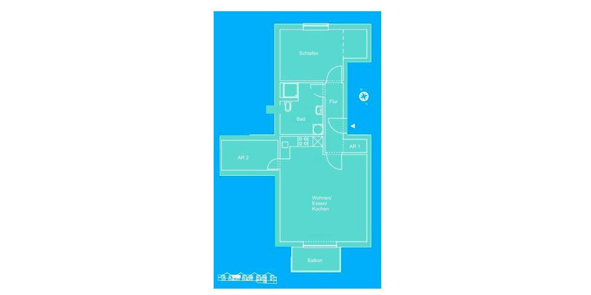 Etagenwohnung Glücksburg (Ostsee) - 2 Zimmer, 65 m&sup2;, 960&euro; | Angebot:26137372