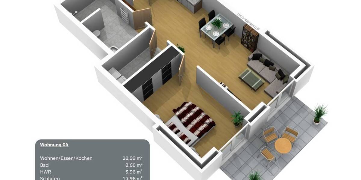 Etagenwohnung Werlte - 2 Zimmer, 60 m&sup2;, 218.000&euro; | Angebot:25674328