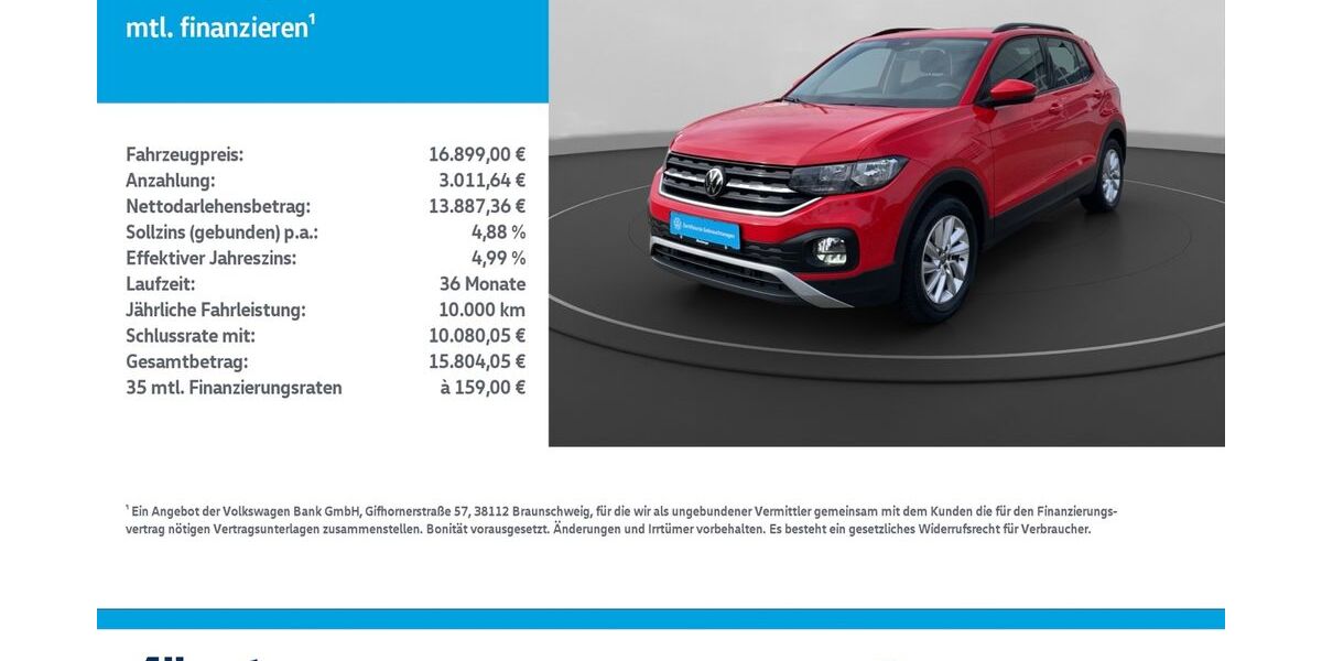 VW T-Cross 35.217 km 16.899 &euro; Mühlhausen/Thüringen 99974