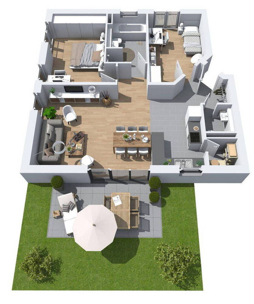 3 Zimmer-Wohnung mit Garten, Einbauküche und Tiefgaragenstellplatz in beliebter Lage