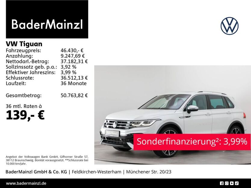 VW Tiguan 36.600 km 46.430 € Feldkirchen/Westerham 83620
