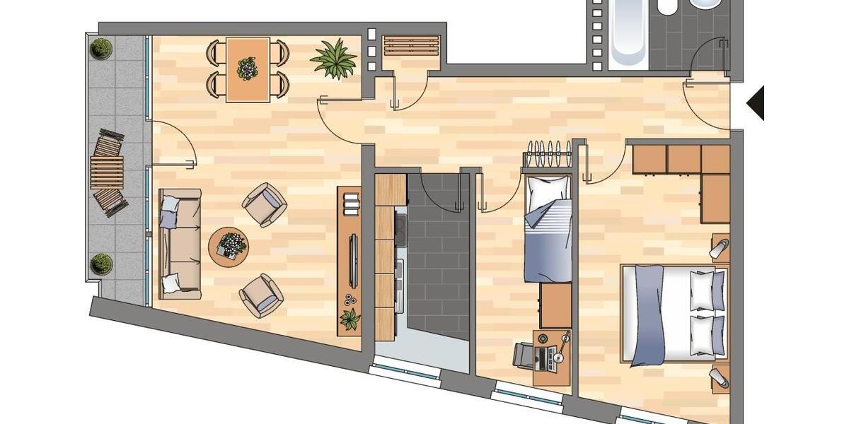 Etagenwohnung Delmenhorst Deichhorst - 3 Zimmer, 64 m&sup2;, 659&euro; | Angebot:25989537