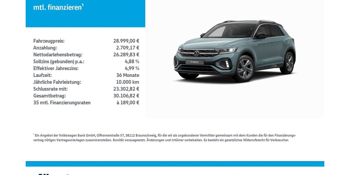 VW T-Roc 25.126 km 28.999 &euro; Leinefelde-Worbis/DE 37327