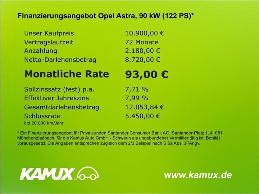 Opel Astra 115.549 km 10.900 € Schwerin 19055