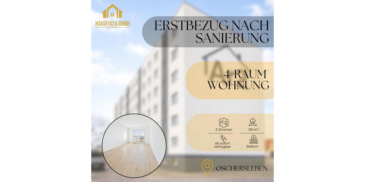 Etagenwohnung Oschersleben (Bode) - 4 Zimmer, 83 m&sup2;, 565&euro; | Angebot:26299833