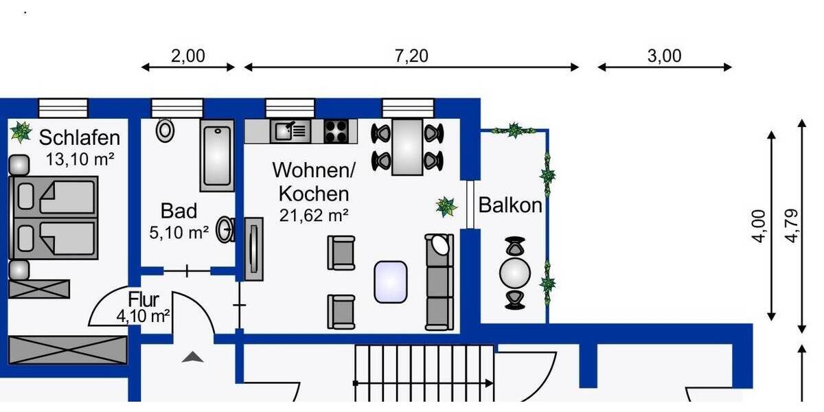 Etagenwohnung Limbach-Oberfrohna Oberfrohna - 2 Zimmer, 48 m&sup2;, 72.000&euro; | Angebot:26055398