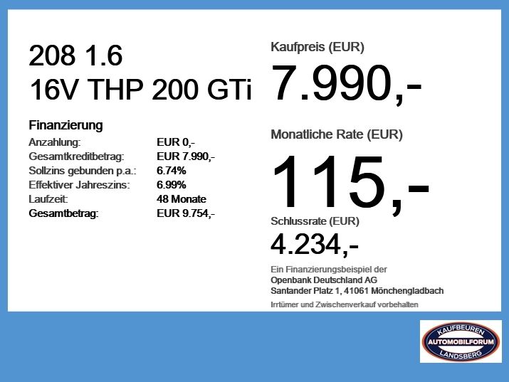 Peugeot 208 139.683 km 7.990 &euro; Kaufbeuren 87600