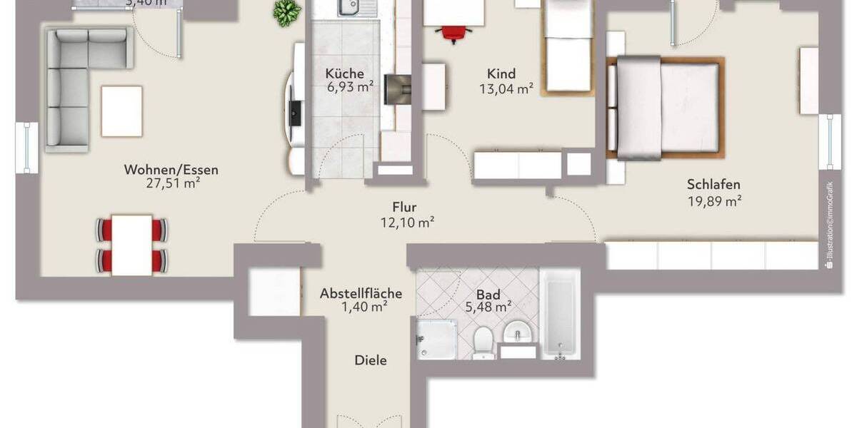 Etagenwohnung Dresden Striesen-Ost - 3 Zimmer, 93 m&sup2;, 326.000&euro; | Angebot:26310486