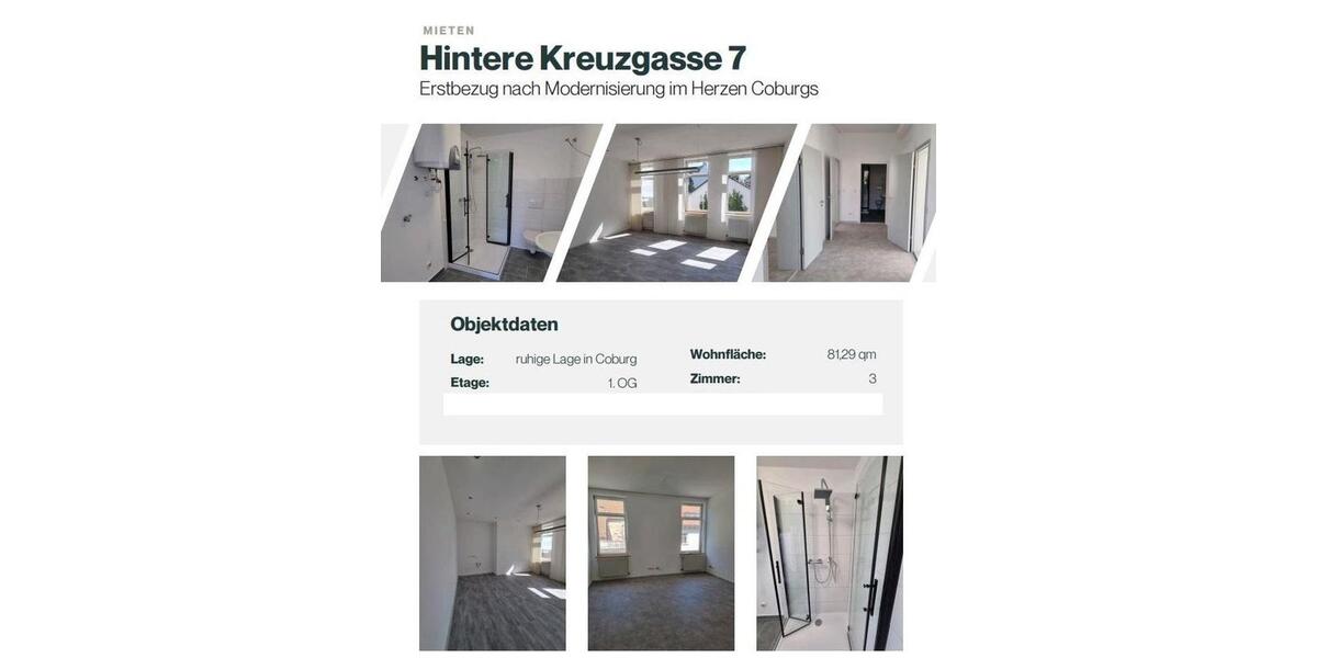 Etagenwohnung Coburg - 3 Zimmer, 81 m&sup2;, 685&euro; | Angebot:26676162