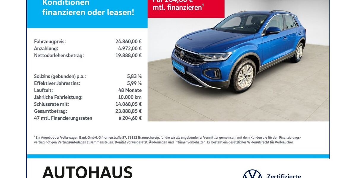 VW T-Roc 6.527 km 24.490 &euro; Bitterfeld-Wolfen 06749