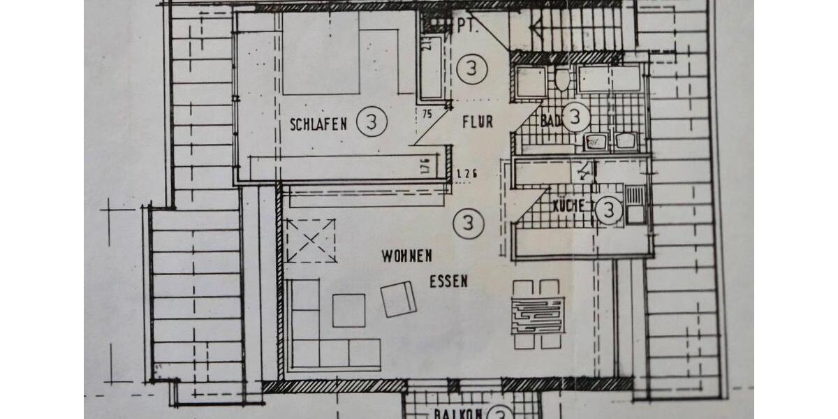 Dachgeschoßwohnung Remshalden - 2 Zimmer, 68 m&sup2;, 249.000&euro; | Angebot:26648096