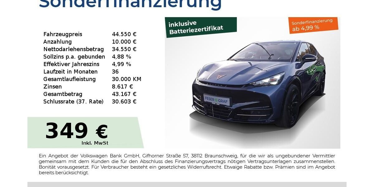 Cupra Tavascan 6.900 km 44.550 € Lauf an der Pegnitz 91207