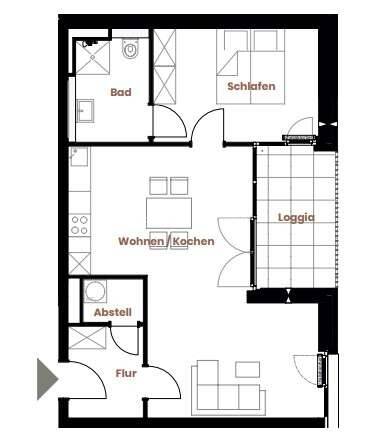Etagenwohnung Bremen Handelshäfen - 2 Zimmer, 62 m&sup2;, 899&euro; | Angebot:25916269