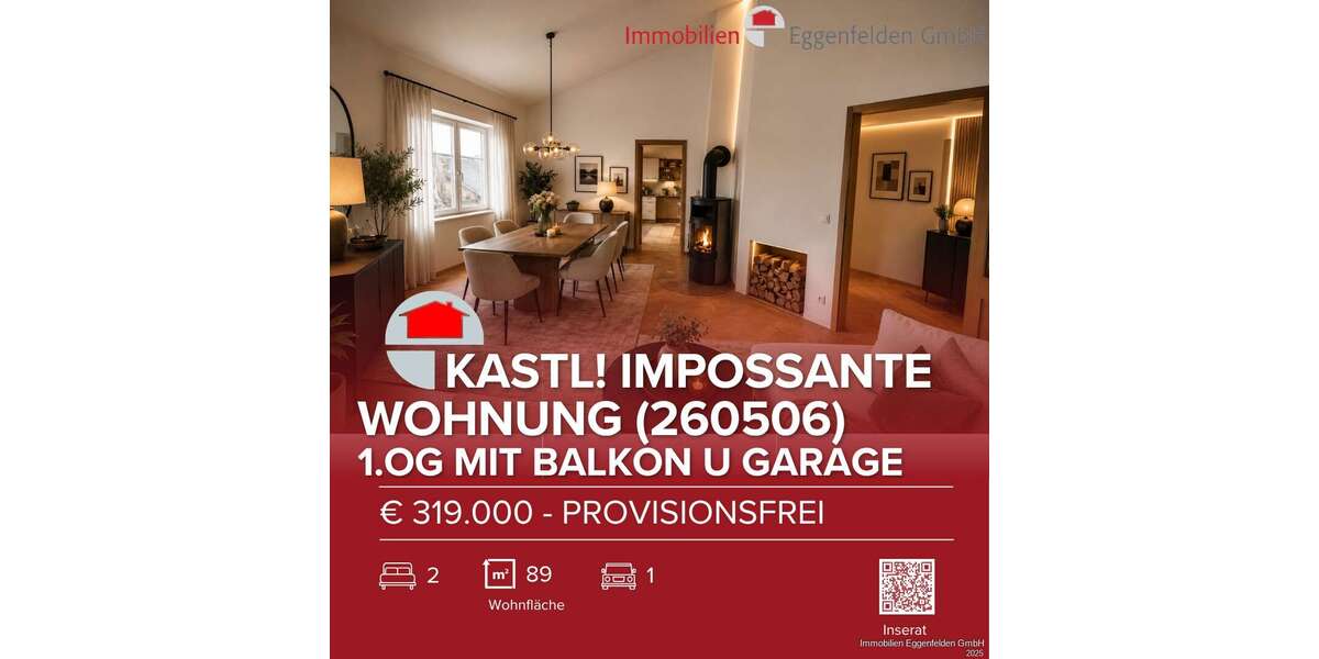 Etagenwohnung Kastl - 3 Zimmer, 89 m&sup2;, 319.000&euro; | Angebot:26912717