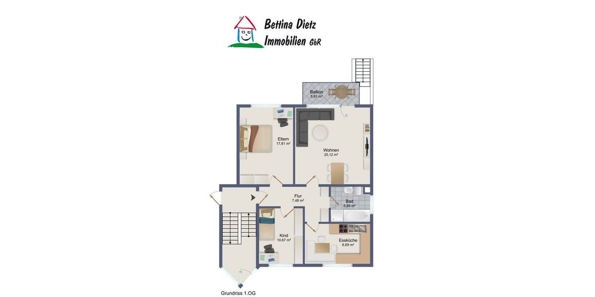 Etagenwohnung Babenhausen Hergershausen - 3 Zimmer, 80 m&sup2;, 840&euro; | Angebot:26840935