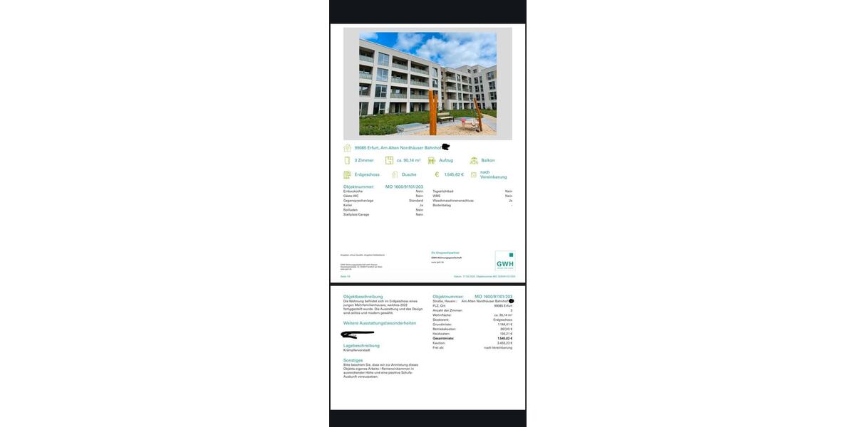 Etagenwohnung Erfurt Johannesvorstadt - 3 Zimmer, 90 m&sup2;, 1.546&euro; | Angebot:26197245