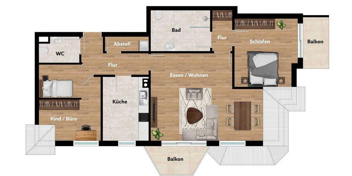 Etagenwohnung Marburg - Marbach Marbach - 3 Zimmer, 87 m&sup2;, 339.000&euro; | Angebot:26286511