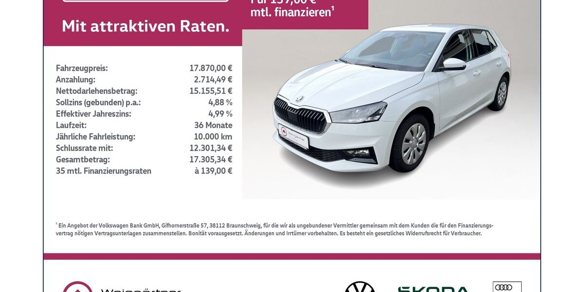 Skoda Fabia 13.550 km 17.870 &euro; Miesbach 83714