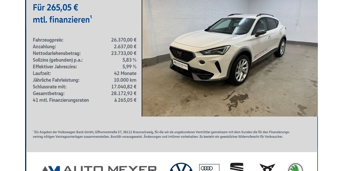 Cupra Formentor 25.300 km 26.370 &euro; Ochsenfurt 97199
