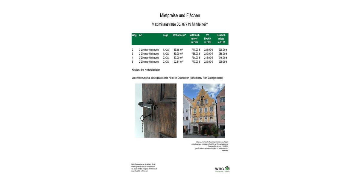 Etagenwohnung Mindelheim - 2 Zimmer, 93 m&sup2;, 770&euro; | Angebot:25645293