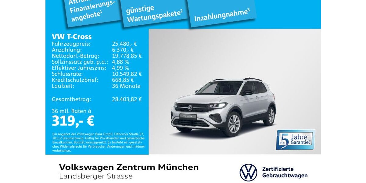 VW T-Cross 1.447 km 25.480 &euro; München 80687