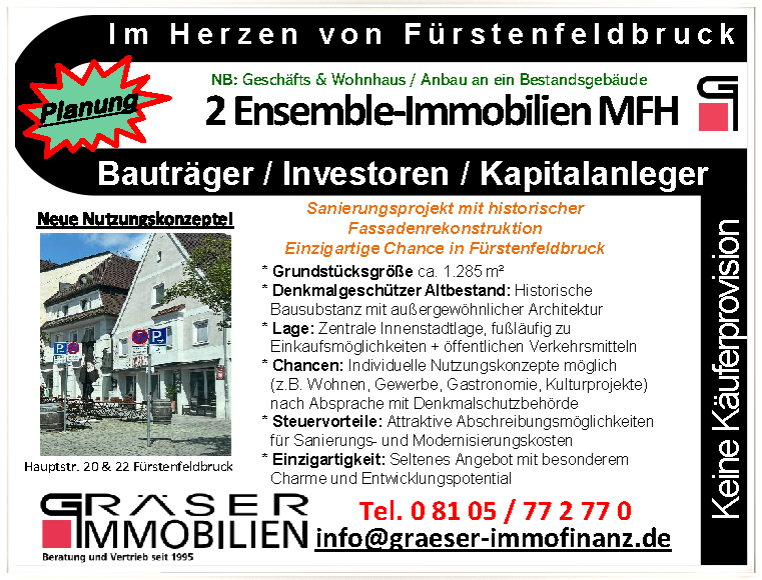 Mehrfamilienhaus, Wohnhaus Fürstenfeldbruck - 2 Zimmer, 2.450.000&euro; | Angebot:26260644