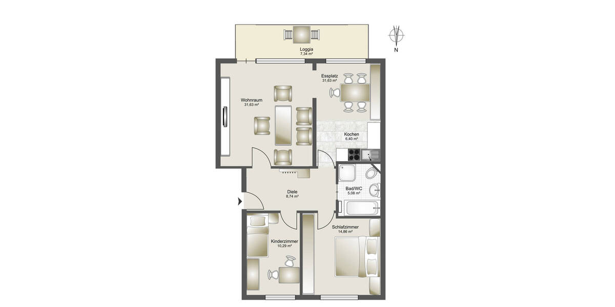 Etagenwohnung BI- Brackwede Brackwede - 3 Zimmer, 83 m&sup2;, 198.000&euro; | Angebot:26290525