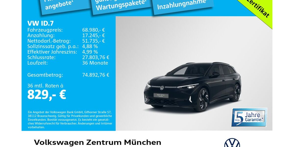 VW ID.7 3.000 km 68.980 &euro; München 80687