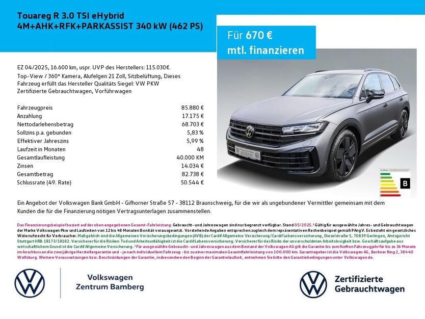 VW Touareg 17.600 km 85.880 € Bamberg 96052