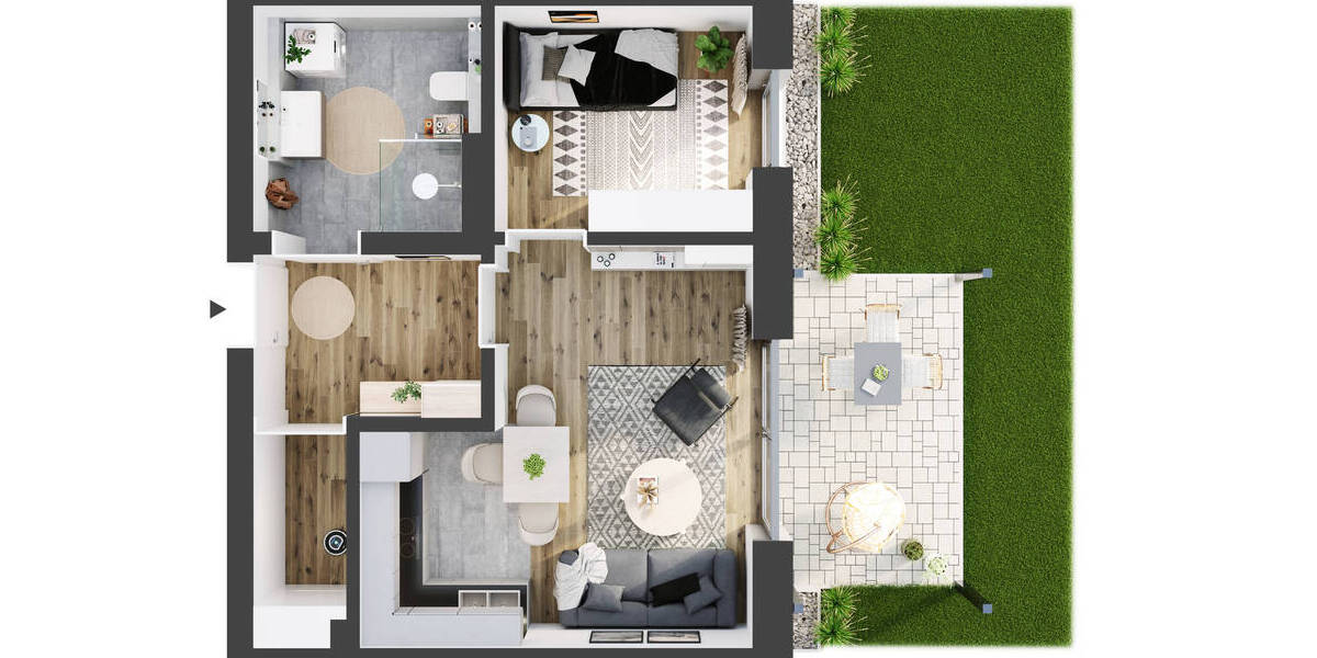 Terrassenwohnung Marne - 2 Zimmer, 43 m&sup2;, 333.170&euro; | Angebot:25775503