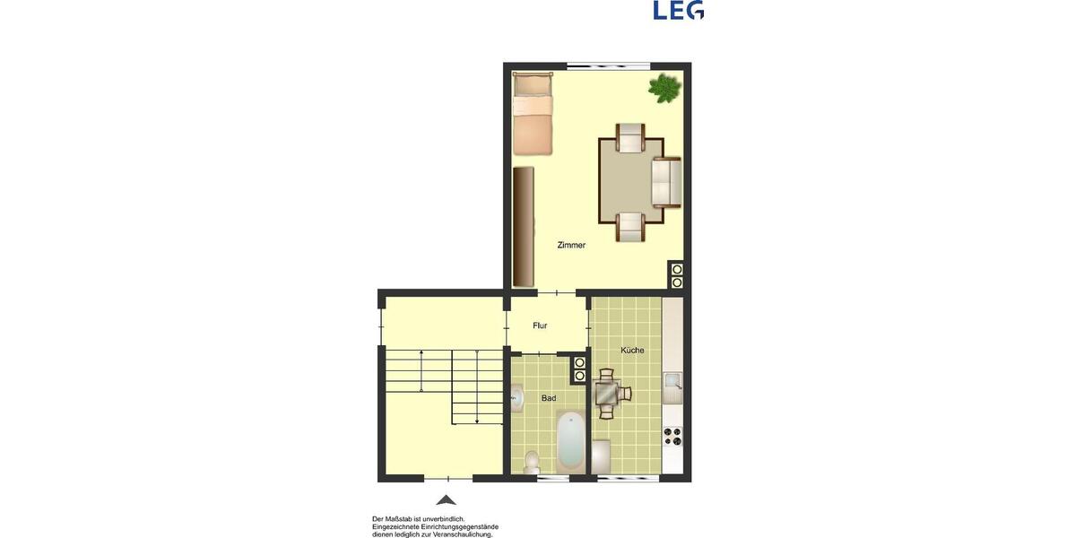 Etagenwohnung Wuppertal Arrenberg - 1 Zimmer, 31 m&sup2;, 309&euro; | Angebot:26661740