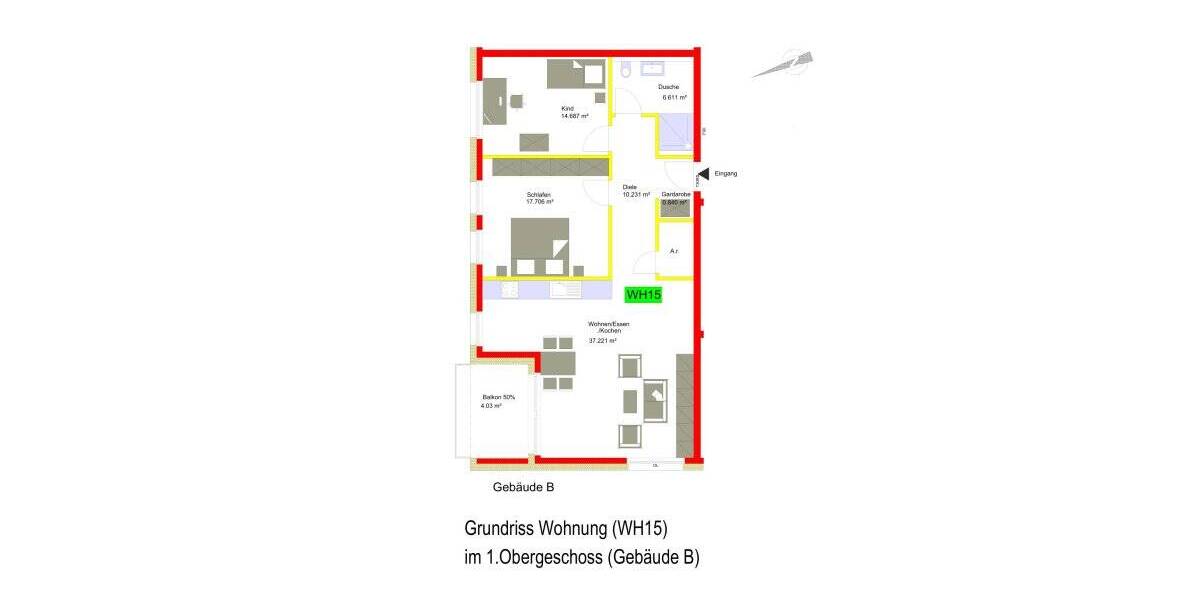 Etagenwohnung Konz Könen - 3 Zimmer, 66 m&sup2;, 261.360&euro; | Angebot:26815849