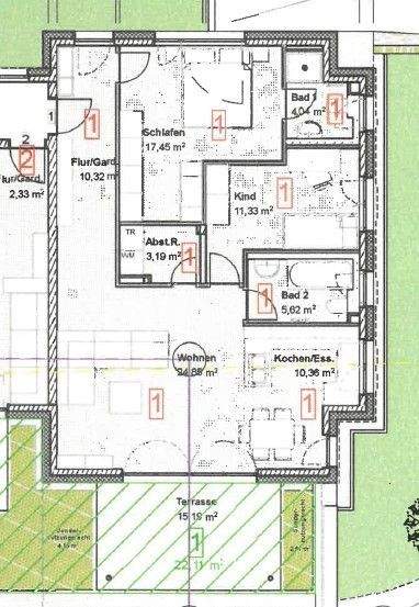 Etagenwohnung Friedrichshafen Kluftern - 3 Zimmer, 94 m&sup2;, 1.330&euro; | Angebot:25601583