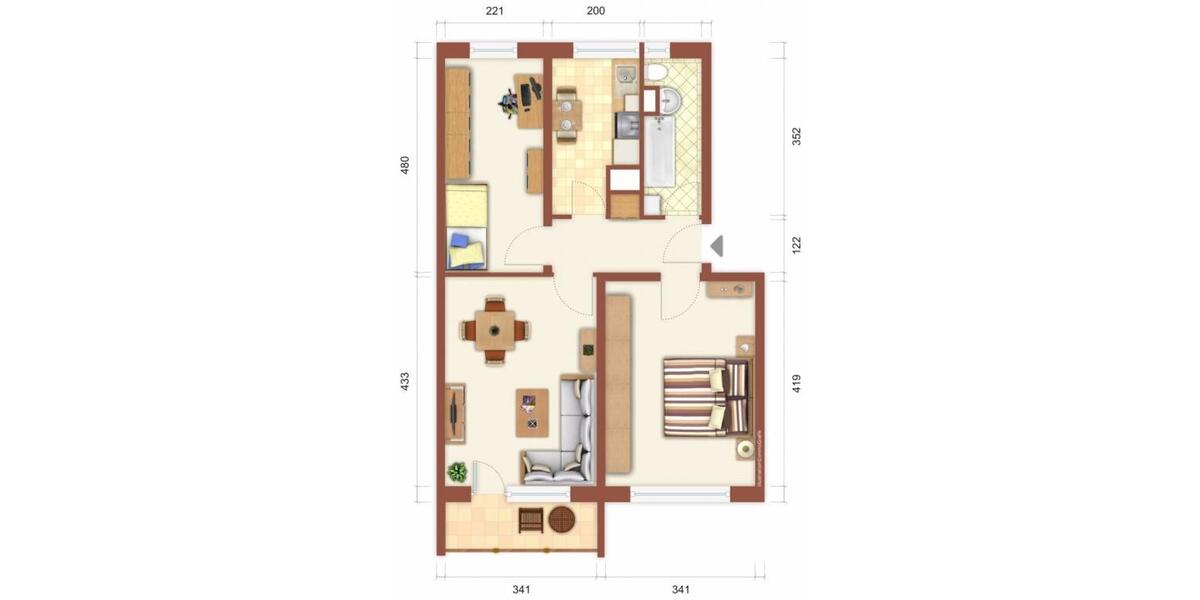 Etagenwohnung Crinitz - 2.5 Zimmer, 60 m&sup2;, 340&euro; | Angebot:26144506