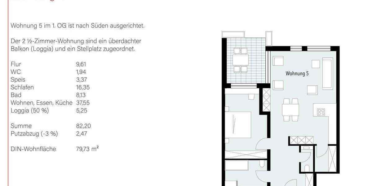 Etagenwohnung Böbingen - 2.5 Zimmer, 80 m&sup2;, 318.800&euro; | Angebot:26854221