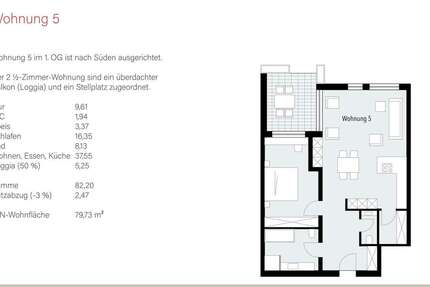 Wohnung Böbingen - 2.5 Zimmer, 80 m&sup2;, 318.800&euro; | Angebot:26854221