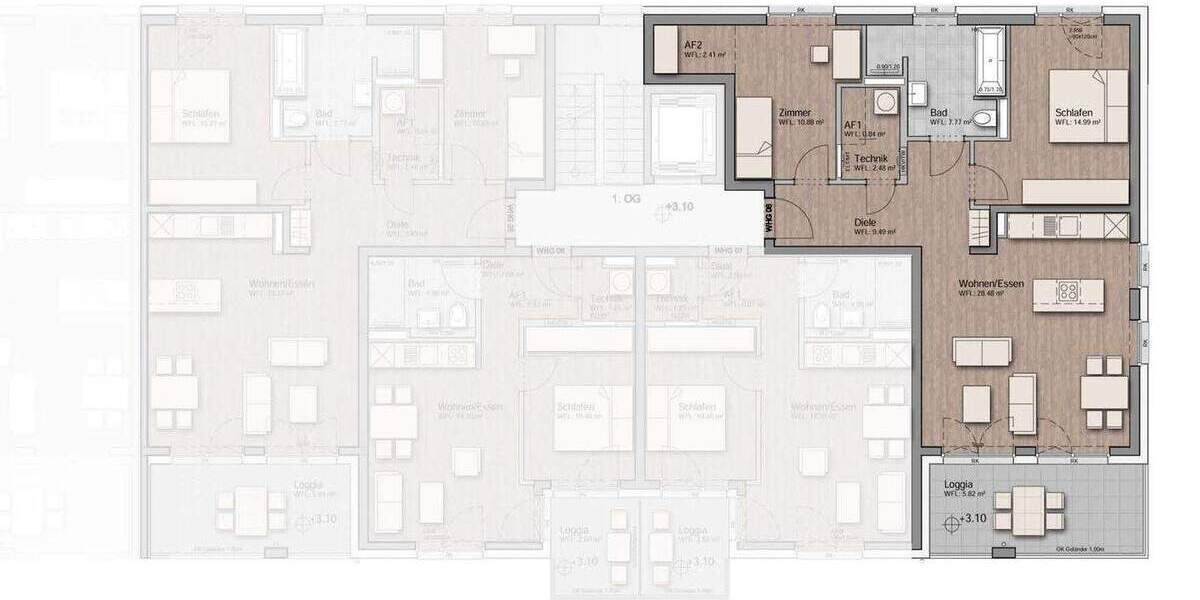 Etagenwohnung Aachen Aachen-Mitte - 3 Zimmer, 83 m&sup2;, 1.399&euro; | Angebot:24448591