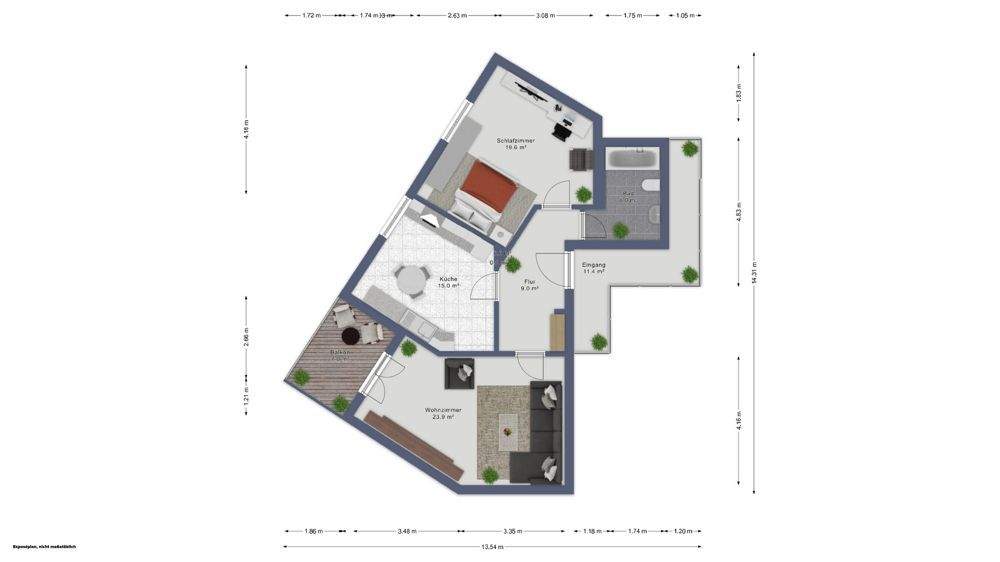 Etagenwohnung Kaiserslautern Innenstadt - 2 Zimmer, 66 m&sup2;, 620&euro; | Angebot:25425120