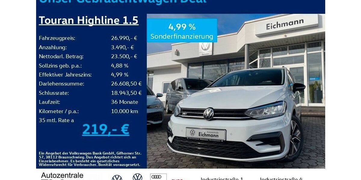 VW Touran 54.100 km 26.990 &euro; Heiligenroth 56412