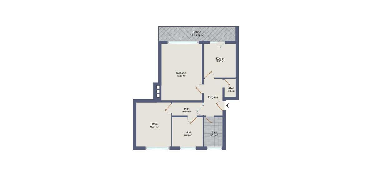 Etagenwohnung Vechta - 3 Zimmer, 74 m&sup2;, 208.000&euro; | Angebot:24626080