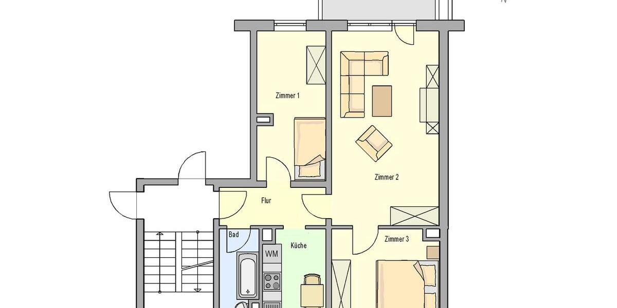 Etagenwohnung Grabow - 3 Zimmer, 61 m&sup2;, 488&euro; | Angebot:26253821