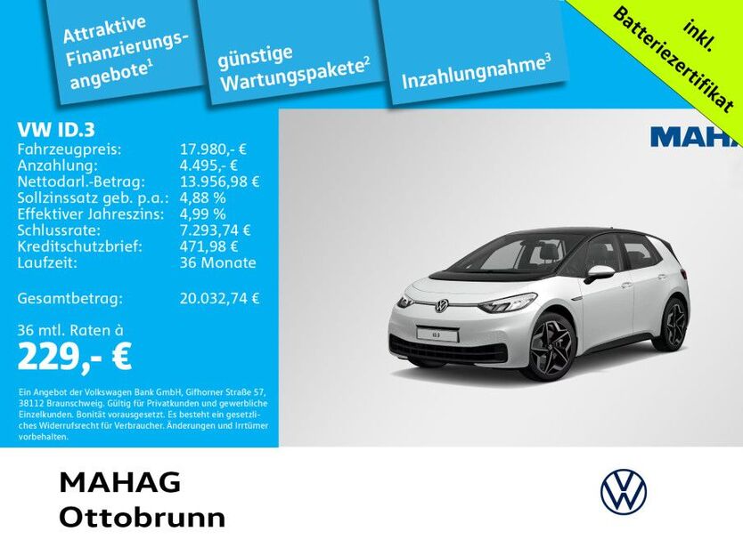 VW ID.3 18.291 km 17.980 € Ottobrunn 85521